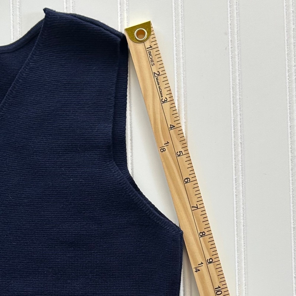 Cyrus Sweater Vest Size S Womens Navy Blue Excellent Gold Hammered Button Knit - Picture 6 of 9